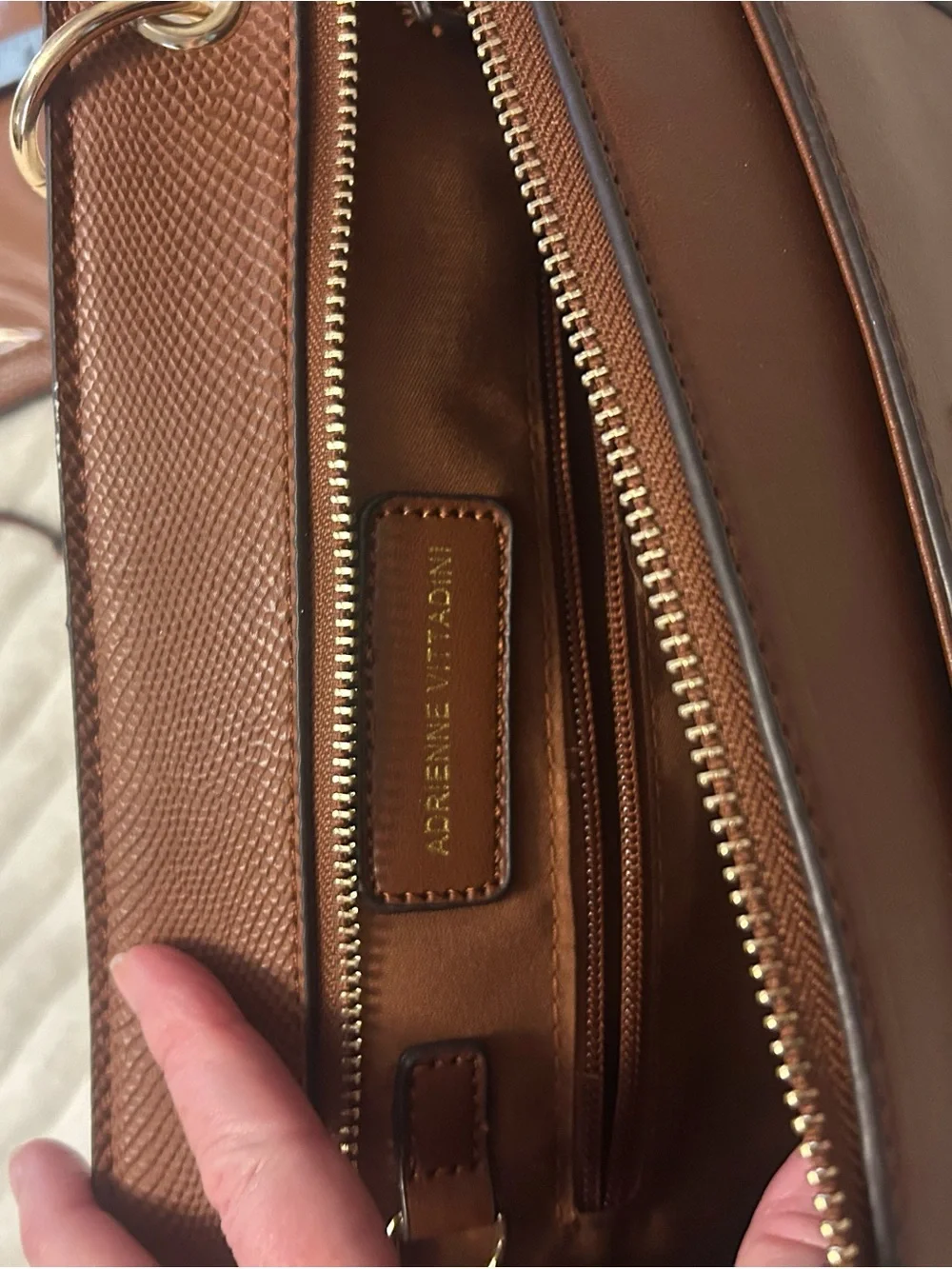 Adrienne Vittadini Brown Leather-like Chain-Handle Shoulder Bag